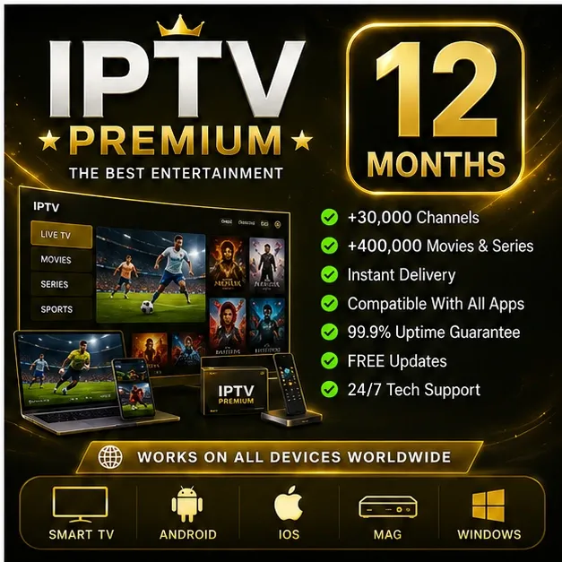 IPTV Premium 12 Mois 2 Écrans | Double Connexion Simultanée
